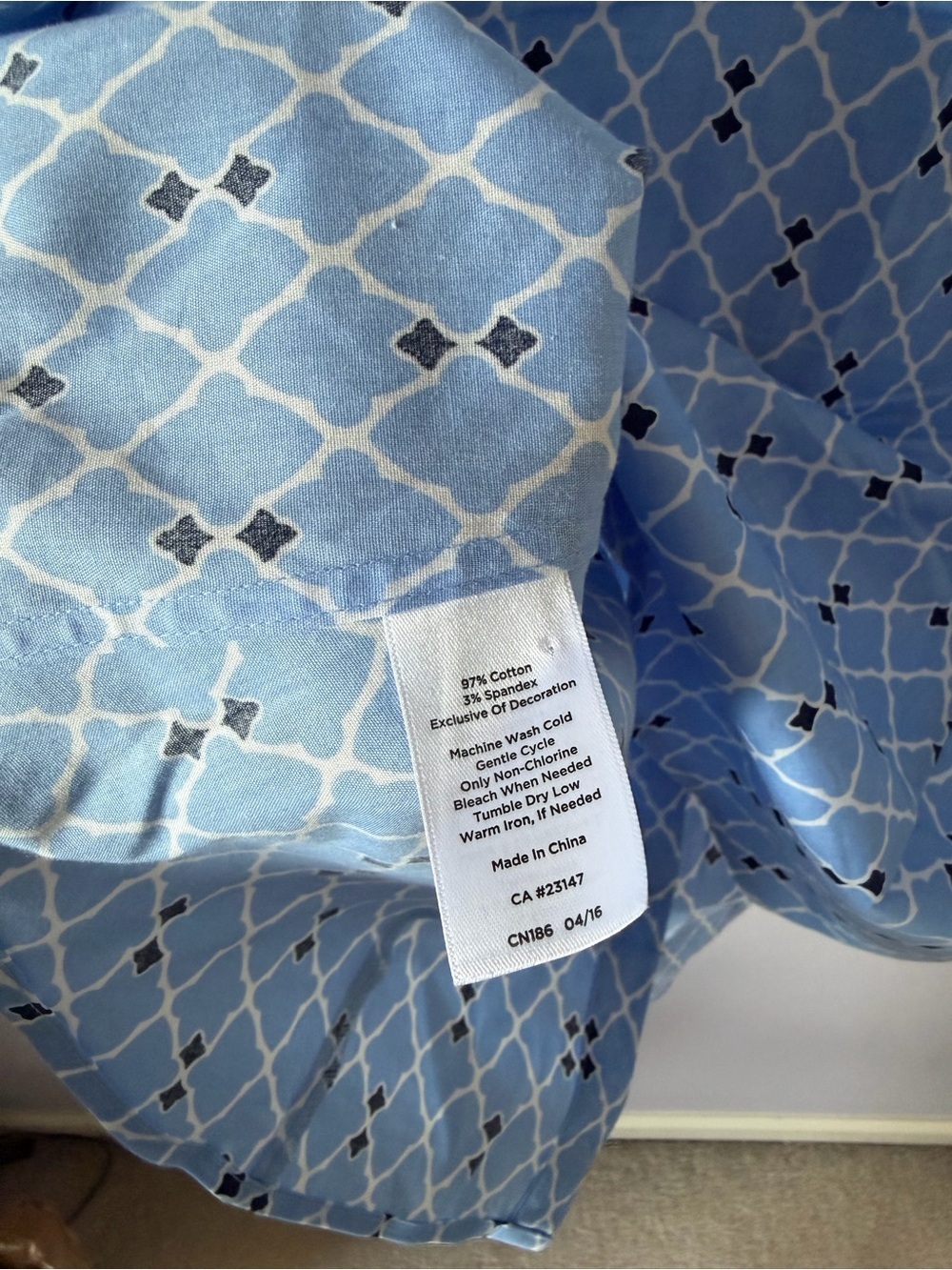 Talbots Sky Blue Geometric Button-Down Shirt - Picture 6 of 6